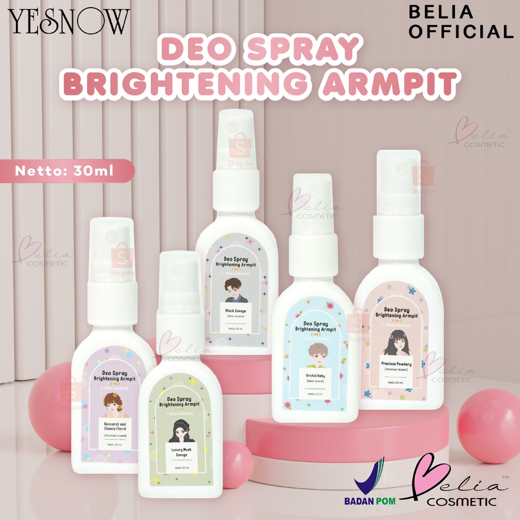 ❤ BELIA ❤ YESNOW Deo Spray Brightening Armpit 3IN1 + DNA SALMON 30ml | Brightening Armpit | BPOM