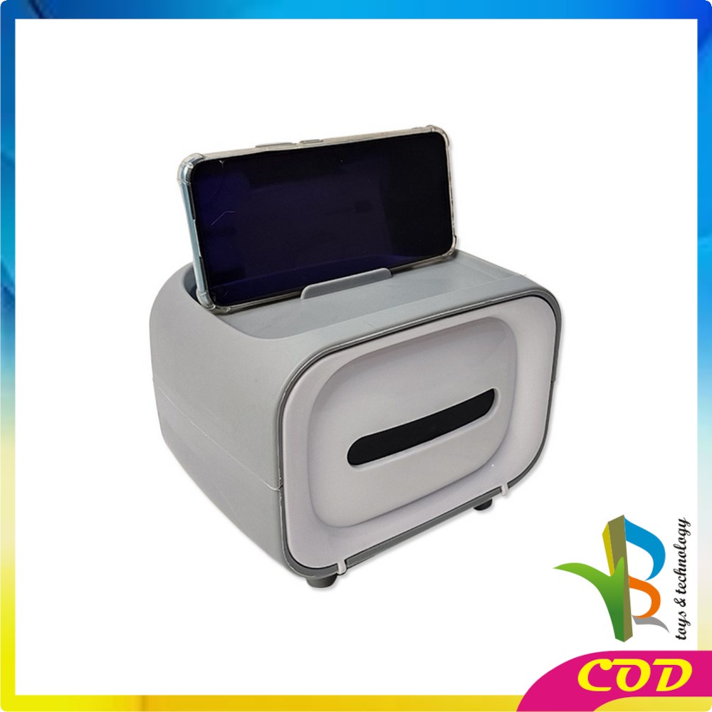 RB-C105 Kotak Tissue Box Organizer Bentuk TV Tempat Tisu + Stand Phone Holder / Home Office Décor