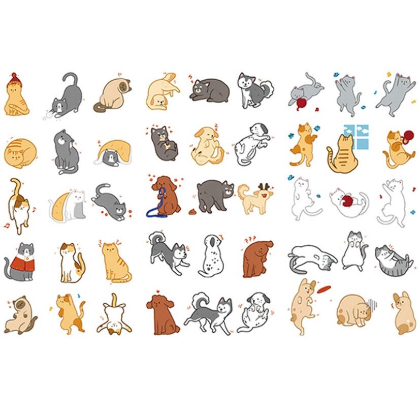 

DIY 1 Set isi 3 lembar sticker kawaii aesthetic PVC transparan untuk Journal Diary Scrapbook | Motif kucing tanaman planet dll