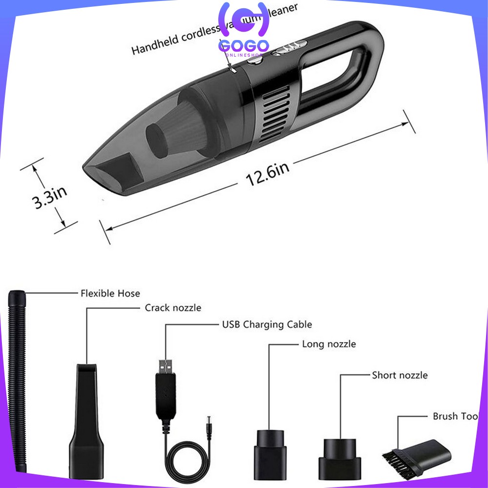 GOGO-C700 Vacum Cleaner Penyedot Debu Portable Mini / Penghisap Debu Rumah Mobil Vakum Wireless Nirkabel USB Cas Handheld Praktis Dan Serbaguna