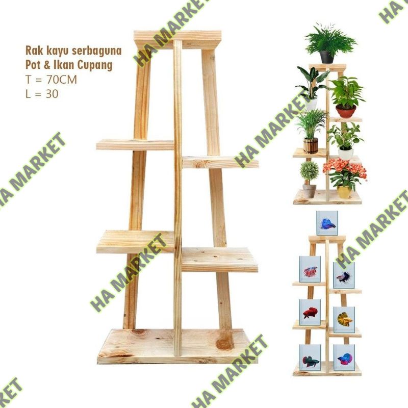 Rak Kayu Serbaguna Pot Dan Ikan Cupang
