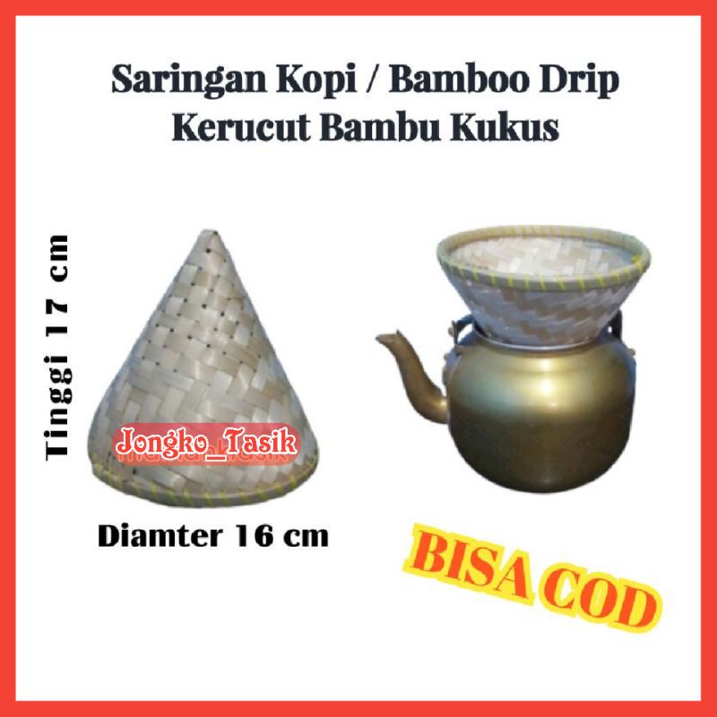 Saringan Kopi Anyaman Bambu / Bamboo Drip / Kukusan Bambu Mini / Kerucut Bambu Mini / Cetakan Nasi T