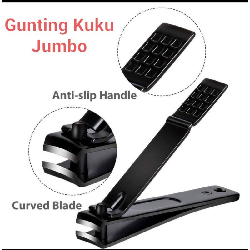 Gunting Kuku Jumbo Black Stainless Super Tajam Anti Karat Padicure Menicure