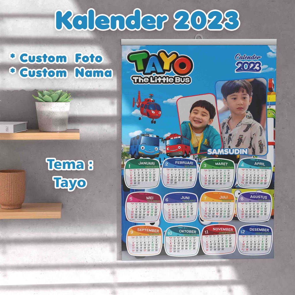 Jual Kalender Dinding 2023 Custom Foto Dan Nama Tema Tayo Kalender Anak
