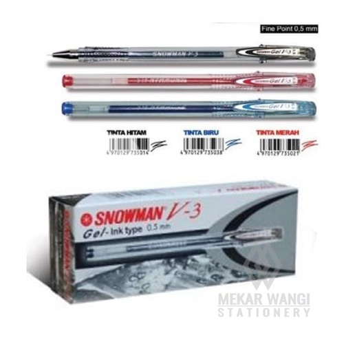 

Snowman Pulpen V3 gel pen hitam pena