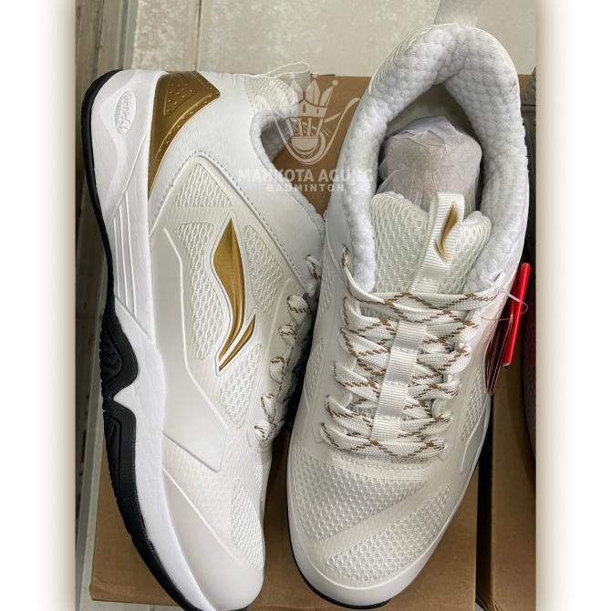 Sepatu badminton lining energy 10 original bagus warna putih itam biru