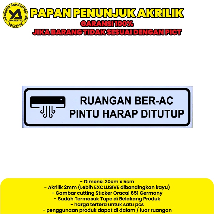 

papan label nama akrilik acrylic ruangan ber-ac sticker stiker pintu perlengkapan rumah kamar ruangan kantor sekolah custom