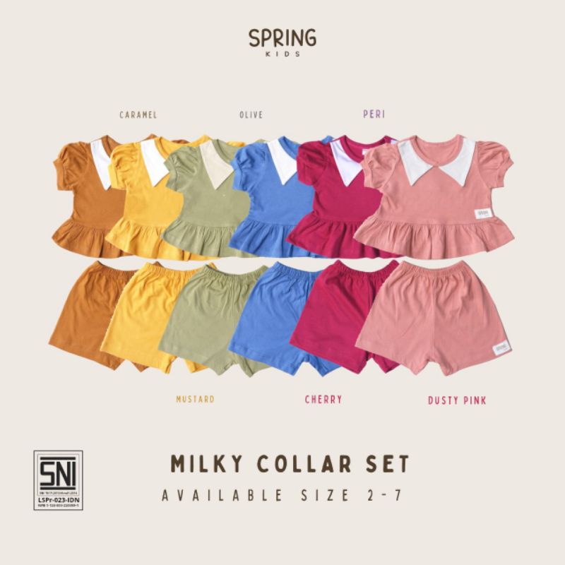 SPRING KIDS - MILKY COLLAR SET - SETELAN BAJU ANAK PEREMPUAN - BAJU ANAK - SET ANAK