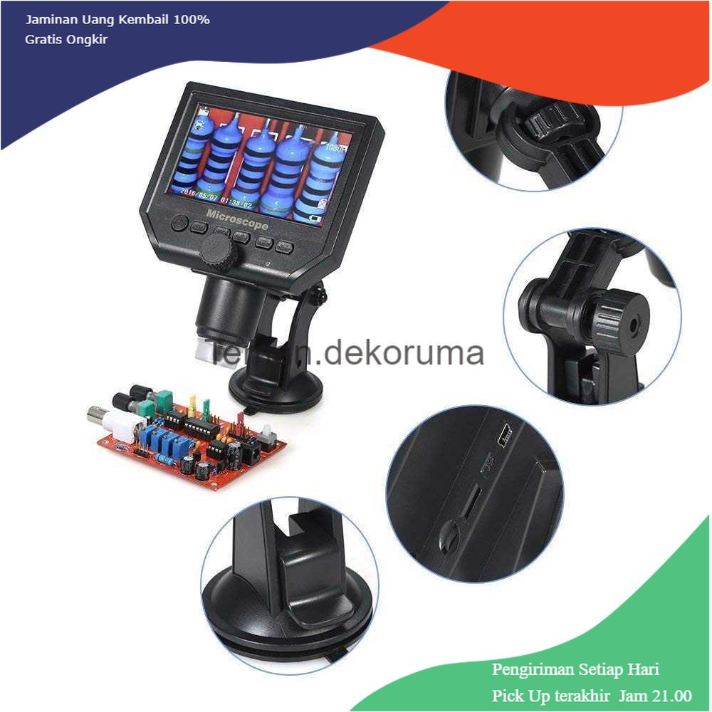 TD - PR2 Mikroskop Digital 3.6MP 600X dengan Monitor &amp; Suction Cup Stand - G600