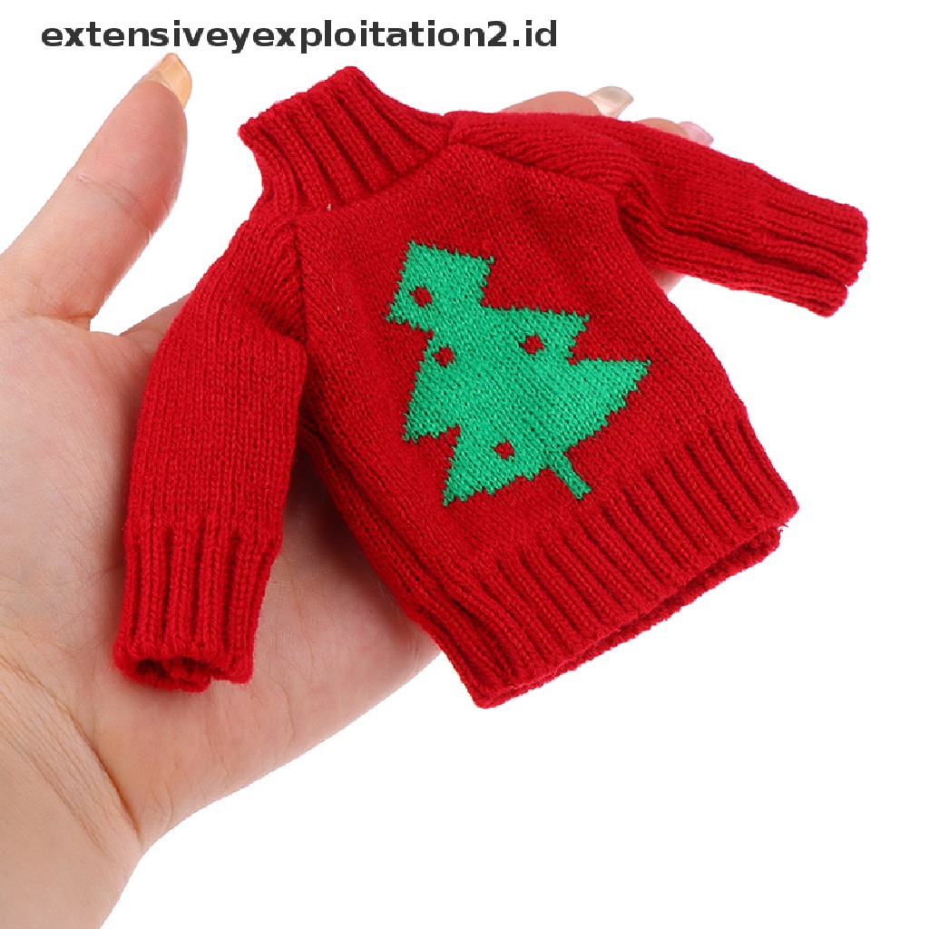 Sweater Rajut Bahan Katun Gaya Natal Untuk Aksesoris Pakaian Boneka