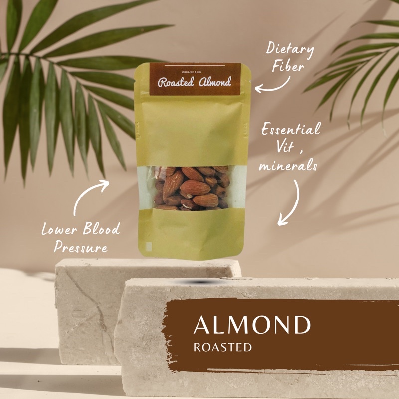 Organic&amp;Joy• Roasted Almond/ Almond Panggang (Original, Whole Roasted,Premium grade)