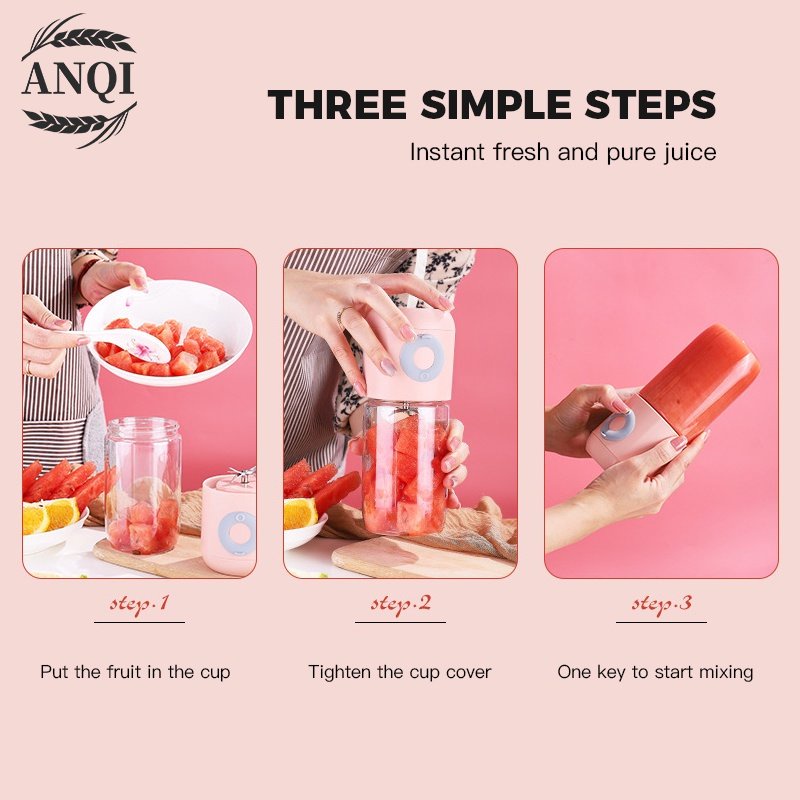 ANQI 1888 Blender Juicer Juicer Portable Mini Juicer 500ML Botol Juice Cup USB Blander VS-1852