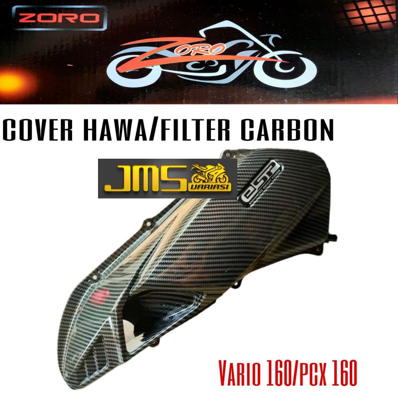 cover cvt carbon/sambungan cvt carbon plus cover filter hawa carbon set paket vario160 zoro