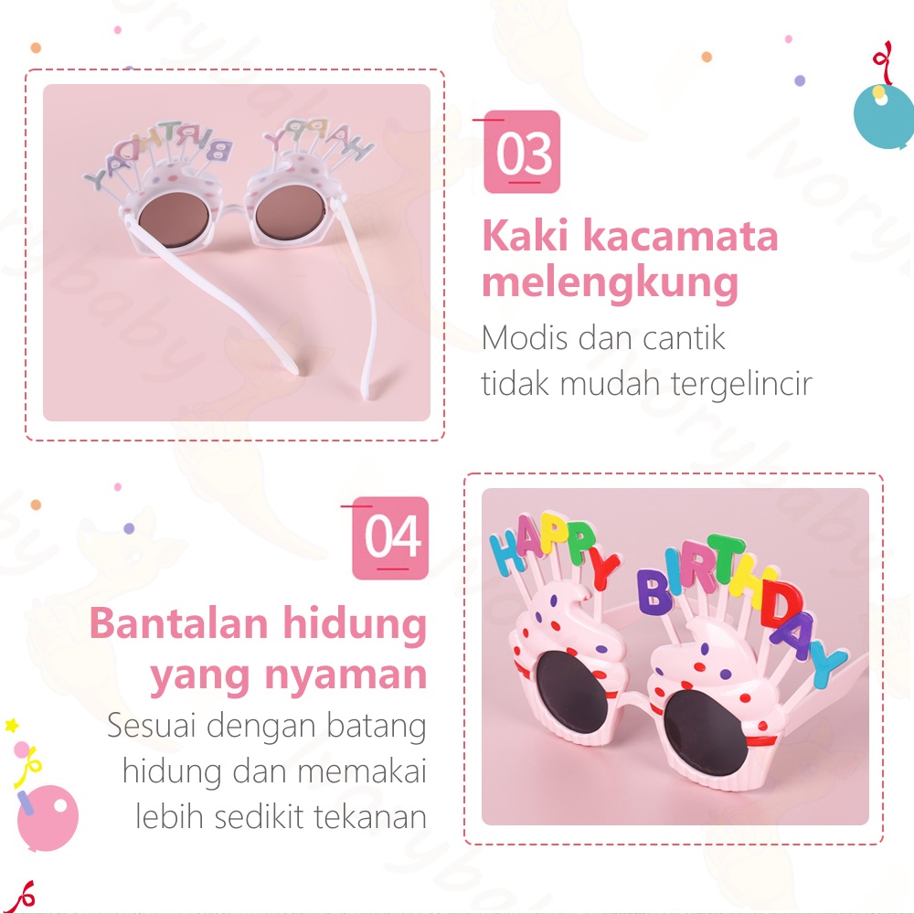 Ivorybaby Kacamata Happy Birthday Unisex Kacamata ulang tahun happy birthday glasses