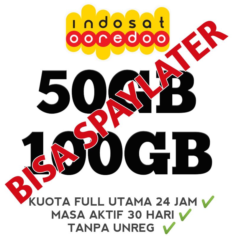 TERMURAH PROMO PAKET DATA INDOSAT IM3 OOREDOO INTERNET 50GB 100GB FULL KUOTA UTAMA