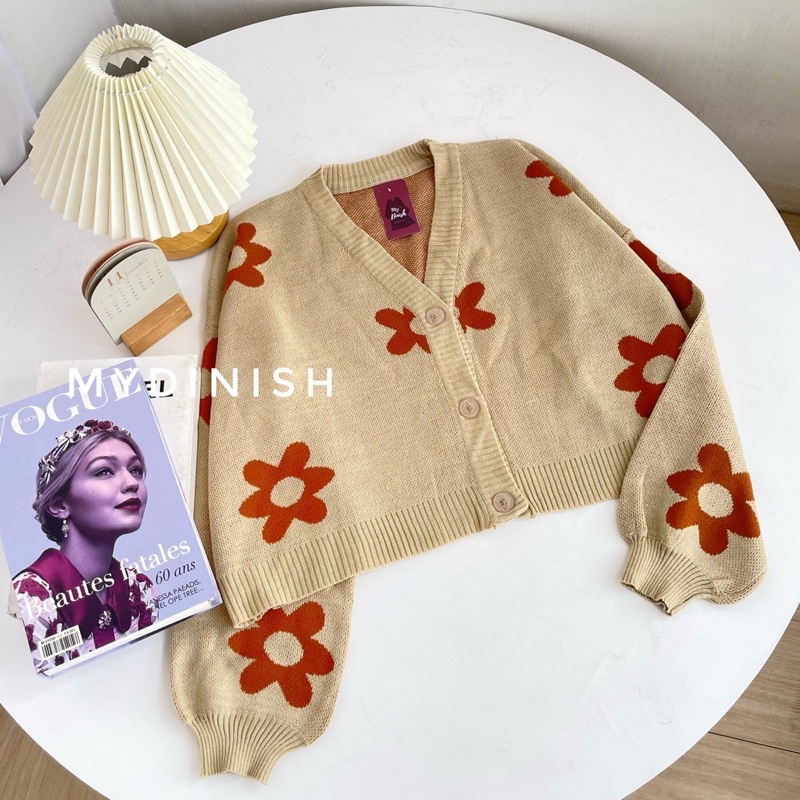 Loly Oversize Cardy - Cardigan Wanita Motif Flower