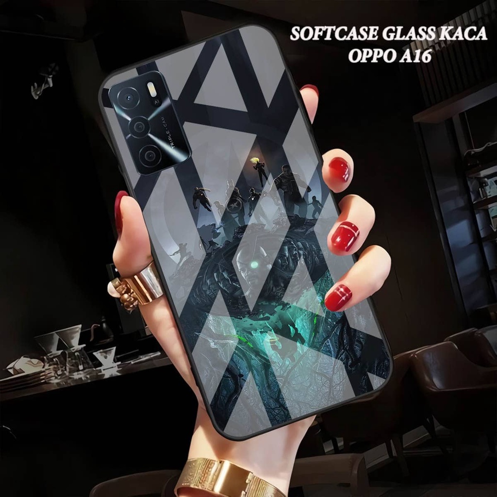 Softcase Glass Kaca OPPO A16 - Case Hp Pelindung Handphone OPPO A16 [ A68].