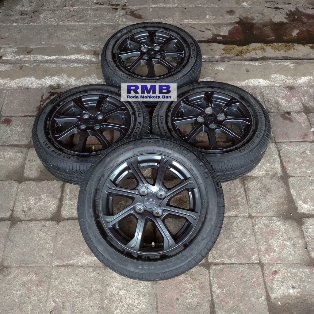 Velg Original Bekas Mobil Sigra Ring 14 + Ban Seken 175 65 R14 Calya Agya Ayla