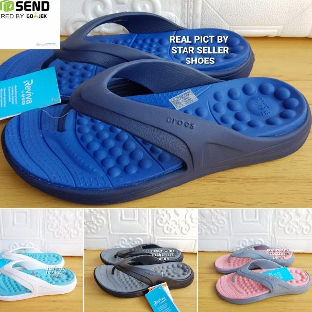 CROCS / SANDAL CROCS REVIVA FLIP ORIGINAL - putih tosca, 36