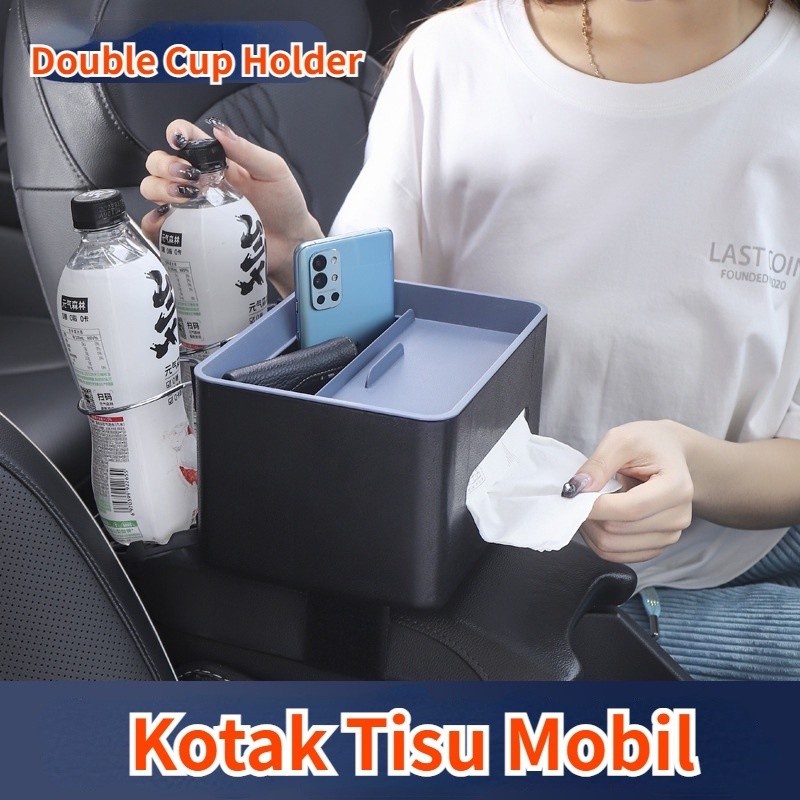 Kotak penyimpanan tisu sandaran tangan mobil kotak tisu multifungsi
