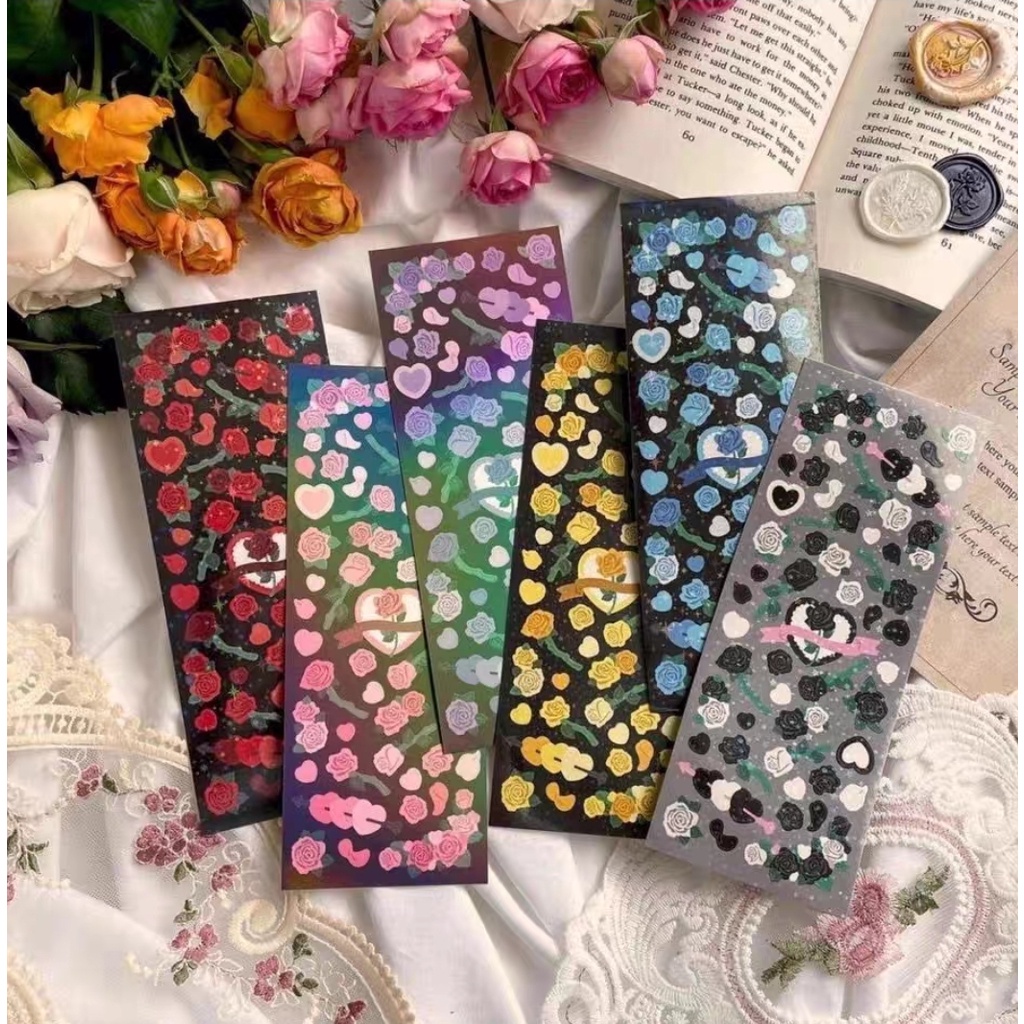 

HI461 Stiker Sheet Bunga Mawar Glitter Untuk Menghias Polcos