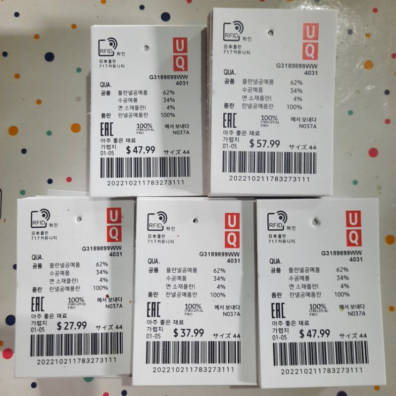 

Hang Tag merk UQ Hangtag Label BONUS TALI label baju import