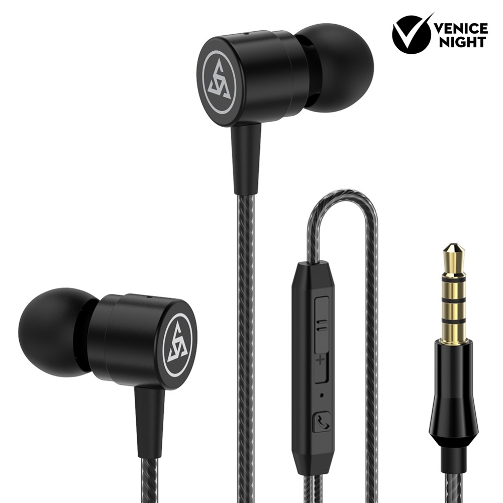 (VNEP) (Berkabel) D1 Stylish 3.5mm In-ear Metal Earphone Stereo Mobile Phone Headset dengan Mic