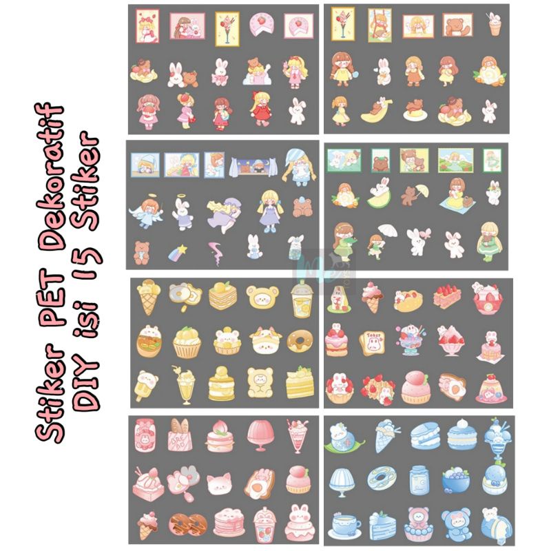 

Stiker PET Dekoratif DIY isi 15 Stiker - Stamp Girl & Cute Desert