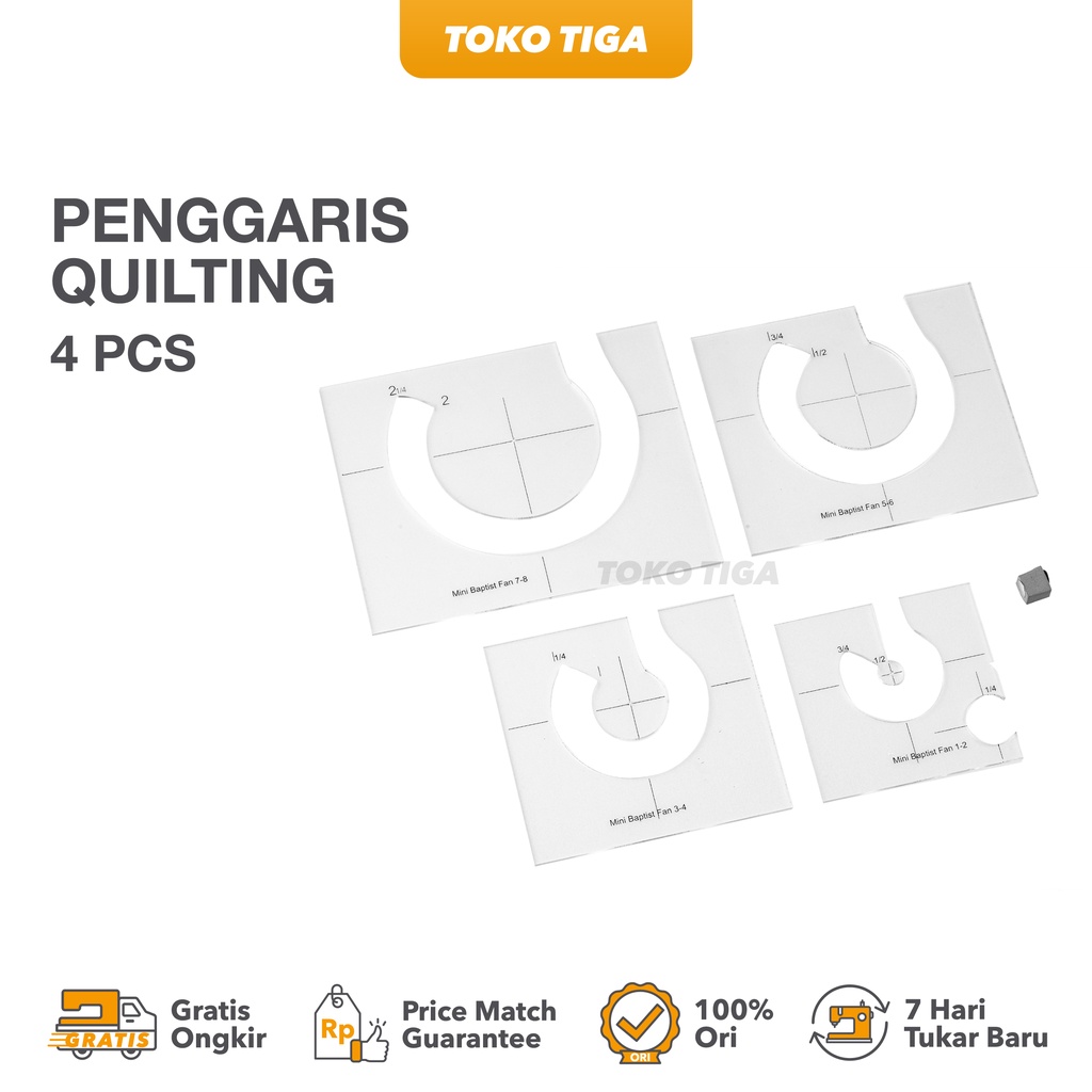 Penggaris Quilting / Template Miniature Baptist Fan Isi 4 Pcs (MBF-04)