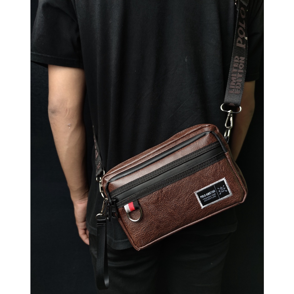 Tas Selempang Dompet tas kulit PULeather Waterproof Original Polo Amstar Hand Bag Clutch Bag Tas Tangan Tas Selempang Mini Tas Pria Wanita Tas Kulit