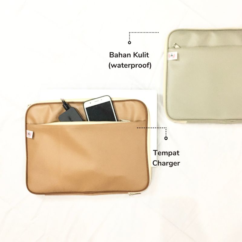 Leather Sleeve Laptop Tas Case Laptop Macbook 13 Inch-14 Inch Anti Air Waterproof