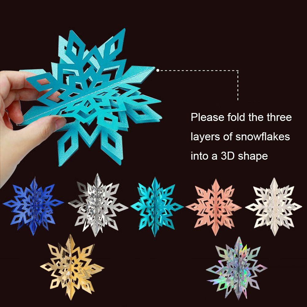 Top 6PCS 3D Artifisial Snowflake Tahun Baru Gantung Dekorasi Natal Palsu Snow Decor