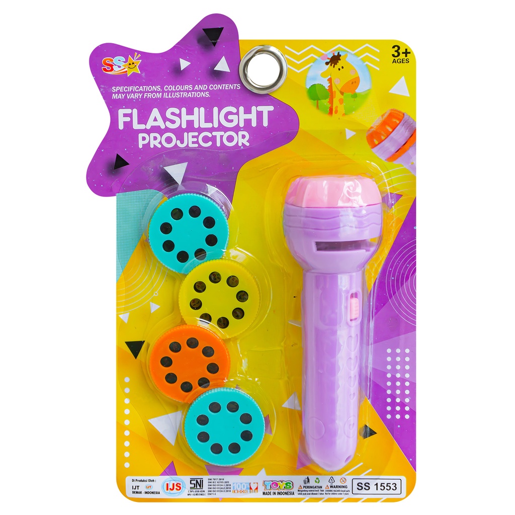 Mainan senter night flashlight projector gambar karakter animal, kendaraan, huruf flashlight projector murah