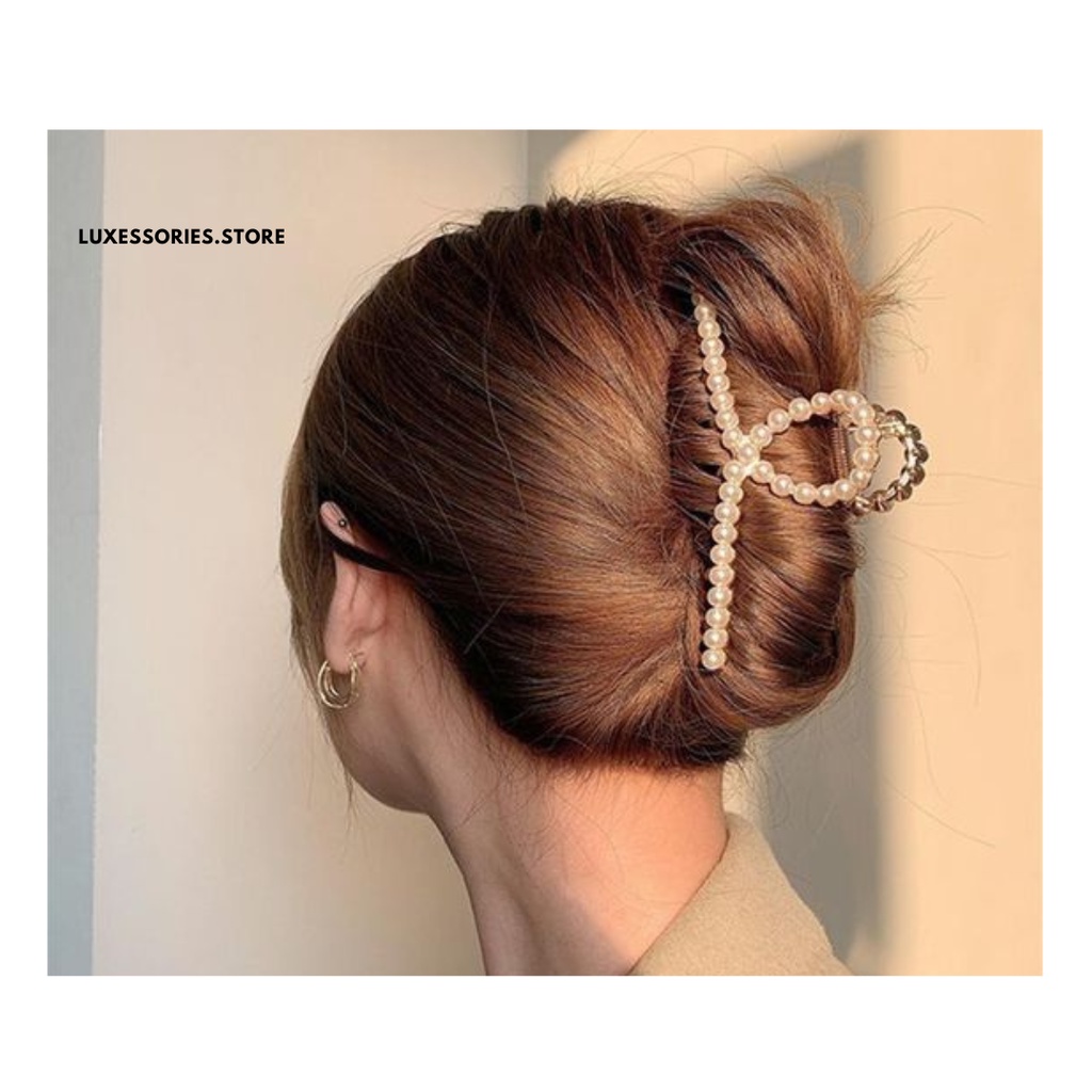 Jepit Rambut Korea Mutiara | Hair Claw Clip Acrilic Pearl | Hairpin Korean