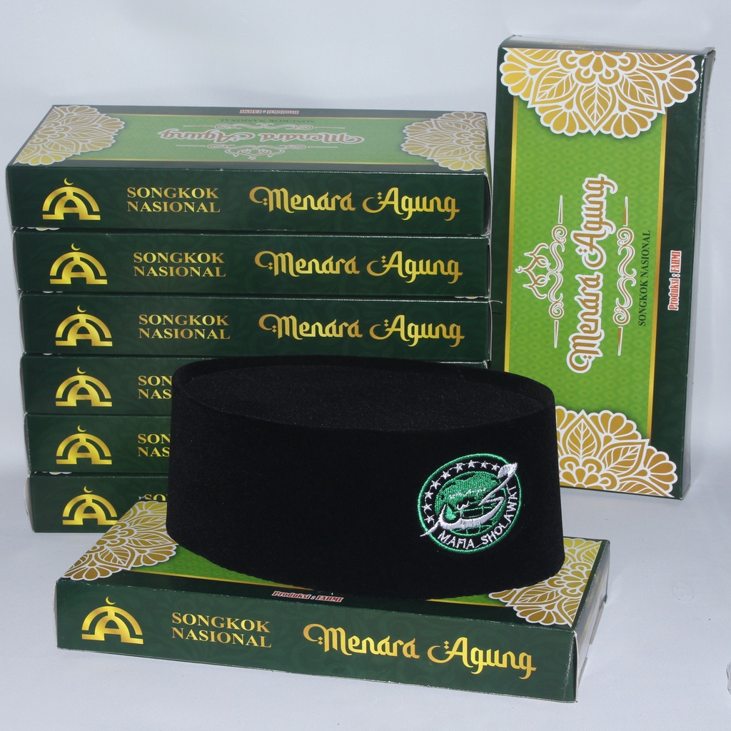 Peci Songkok Kopiah Hitam Nasional Logo Mafia Sholawat Bordir Anak Dewasa
