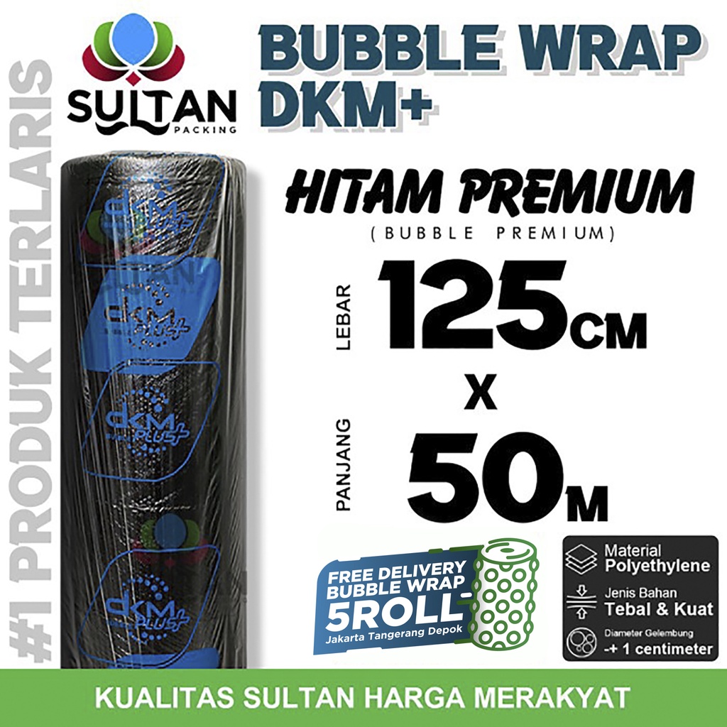 

Plastik Bubble Wrap 125cm x 50m HITAM PREMIUM DKM PLUS TERMURAH / ROLL