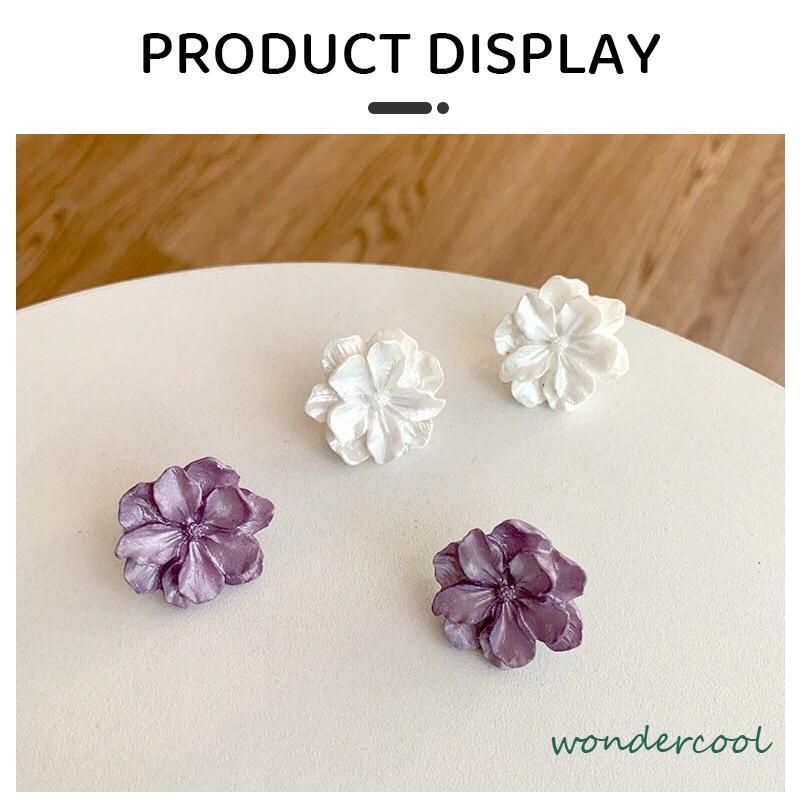 Anting Bunga Gardenia Korea Retro Sederhana Gaya Aksesoris Wanita-Won