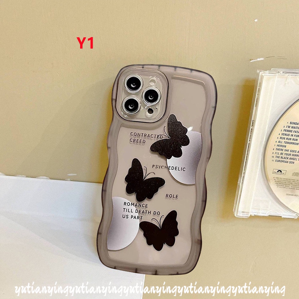 Soft Case Desain Kupu-Kupu Warna Hitam Untuk Vivo Y21 Y15 Y22 Y21s Y12 Y12i Y15s Y20 Y33s Y35 Y11 Y16 Y22s Y93 Y12s V20 V21 Y15s Y33s Y30 Y33s Y21T Y91C Y91 Y17