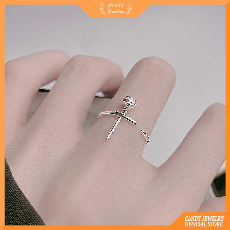 Cincin Sterling Silver 925 Model Terbuka Warna Permen Untuk Wanita