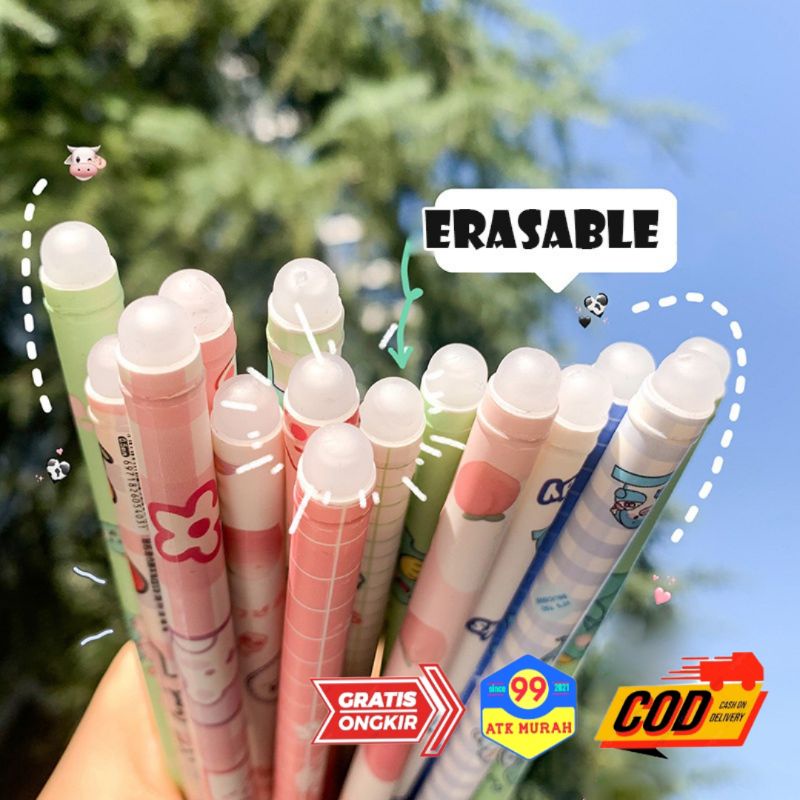 12 Pulpen ERASABLE- Pulpen bisa dihapus/pen ajaib LUSINAN pen