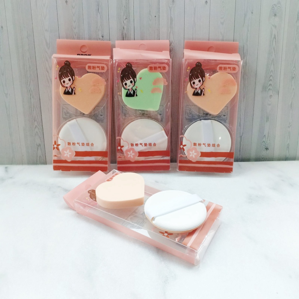 Sponge Bedak Isi 2 Pcs Powder Puff Spons Foundation Spon Makeup Puff Wajah Kemasan Plastik Import F882