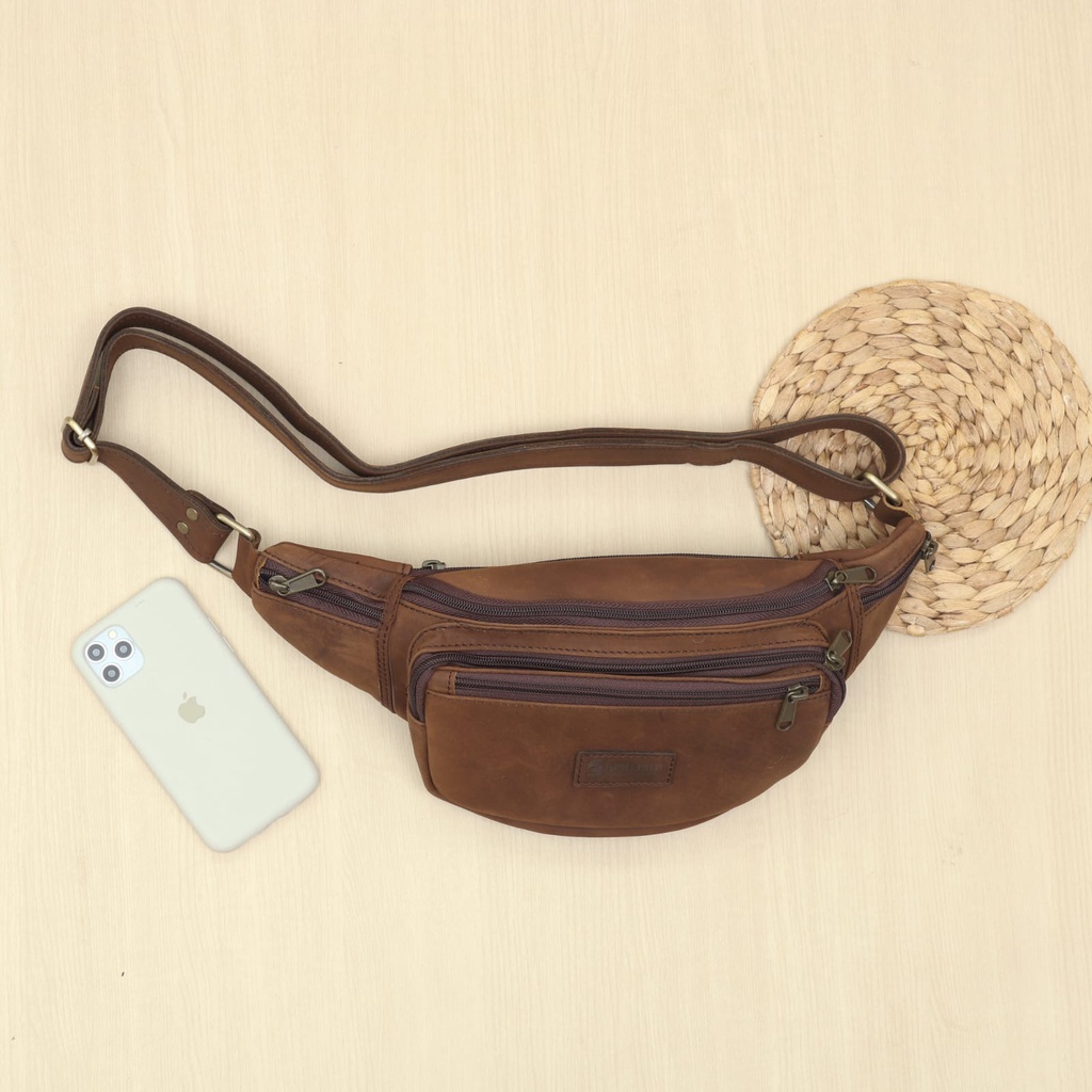 Waistbag Pria Dan Wanita Kulit crazyhorse tas pinggang flavio boston