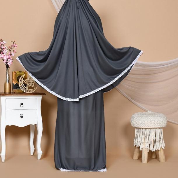 Mukena Siti Khadijah Signature Aluna - Ash Green - Abu-abu