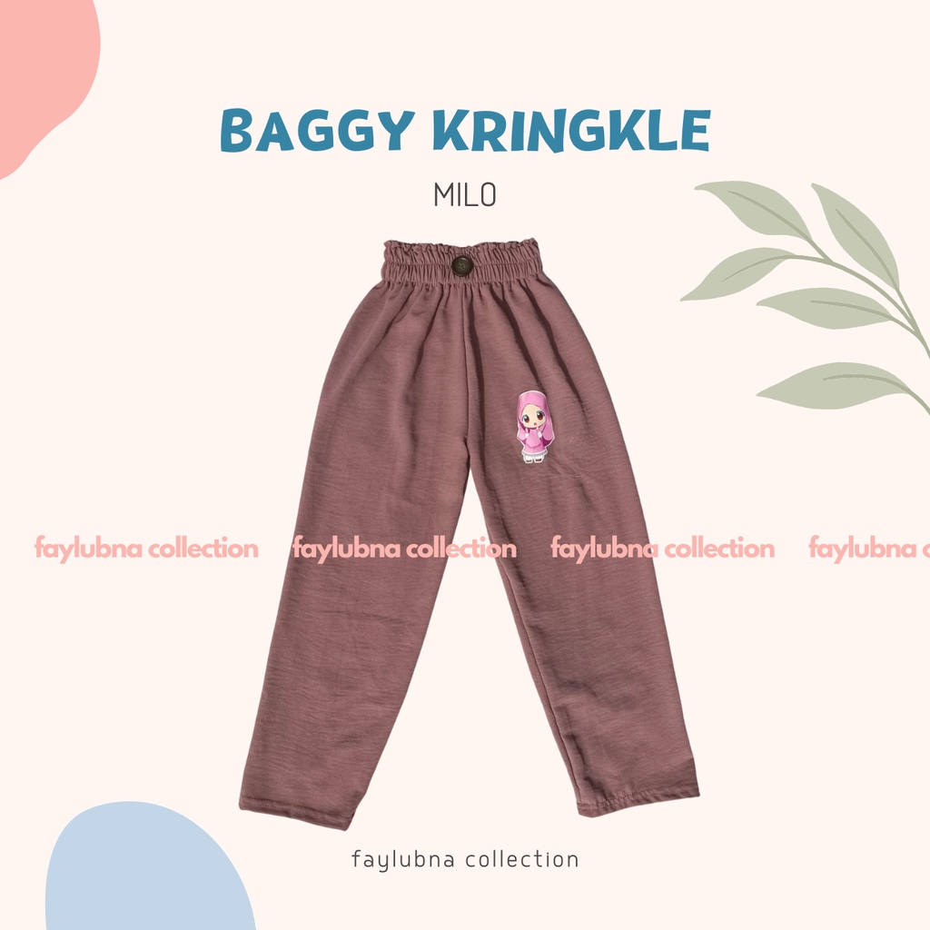 CELANA BAGGY KRINGKLE ANAK PEREMPUAN 4-9 TAHUN / BAGGY PANTS KRINGKLE / KRINGKLE BAGGY PANTS ANAK