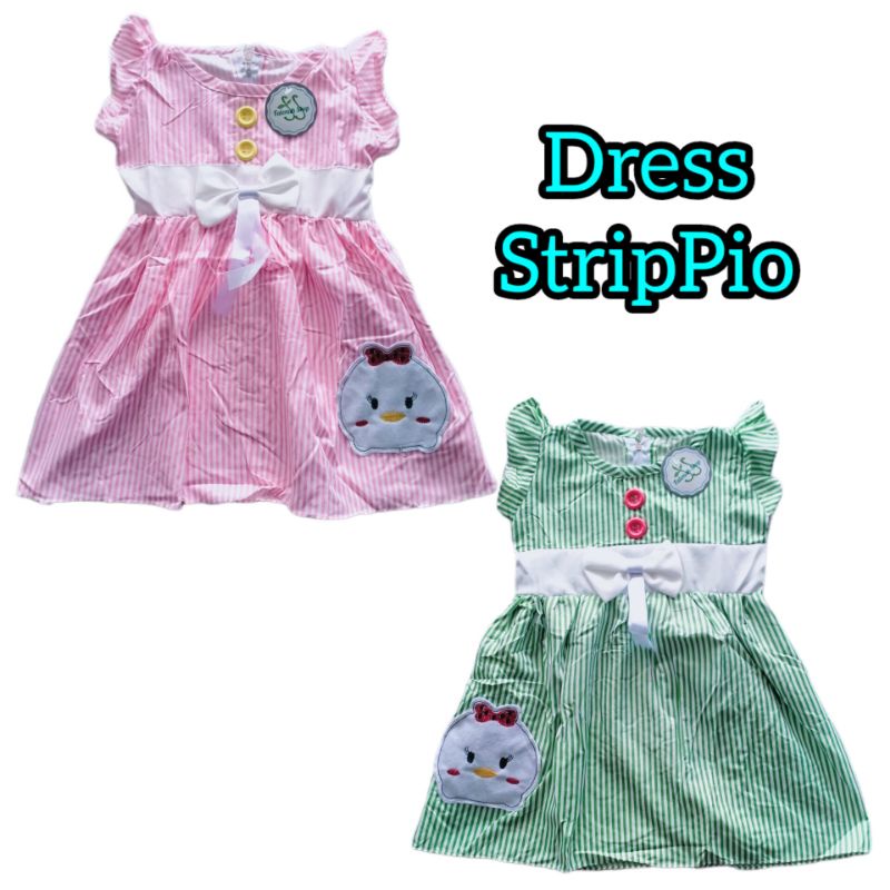 Dress Anak 2 3 Tahun Anak Cewek Perempuan Dress StripPio lucu kekinian terbaru FatonahShop