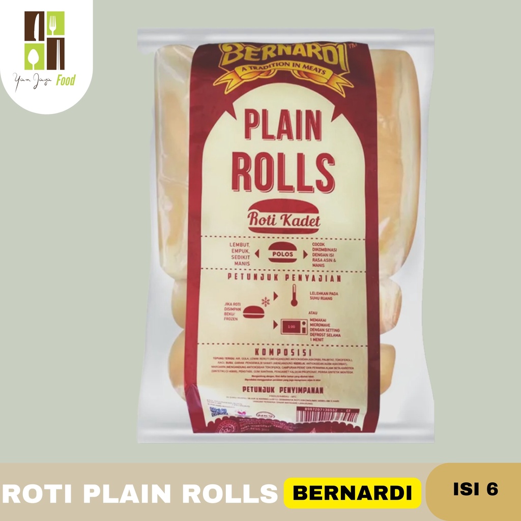 Roti Bun Roti Burger Wijen Bernardi / Roti Burger Polos isi 6 [330g]/ Roti Hotdog isi 6