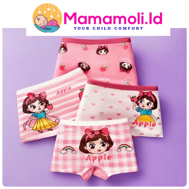 Celana Dalam Anak Perempuan 4 IN 1 ( 4 PCS / Bks) / Celana Dalam Anak Cewek / Kolor Anak Perempuan / CD Anak Perempuan / Kancut Anak Perempuan / Celana Dalam Segi Empat Persegi Boxer Anak Perempuan / Celana Kolor model Short Anak Perempuan / Sempak Anak