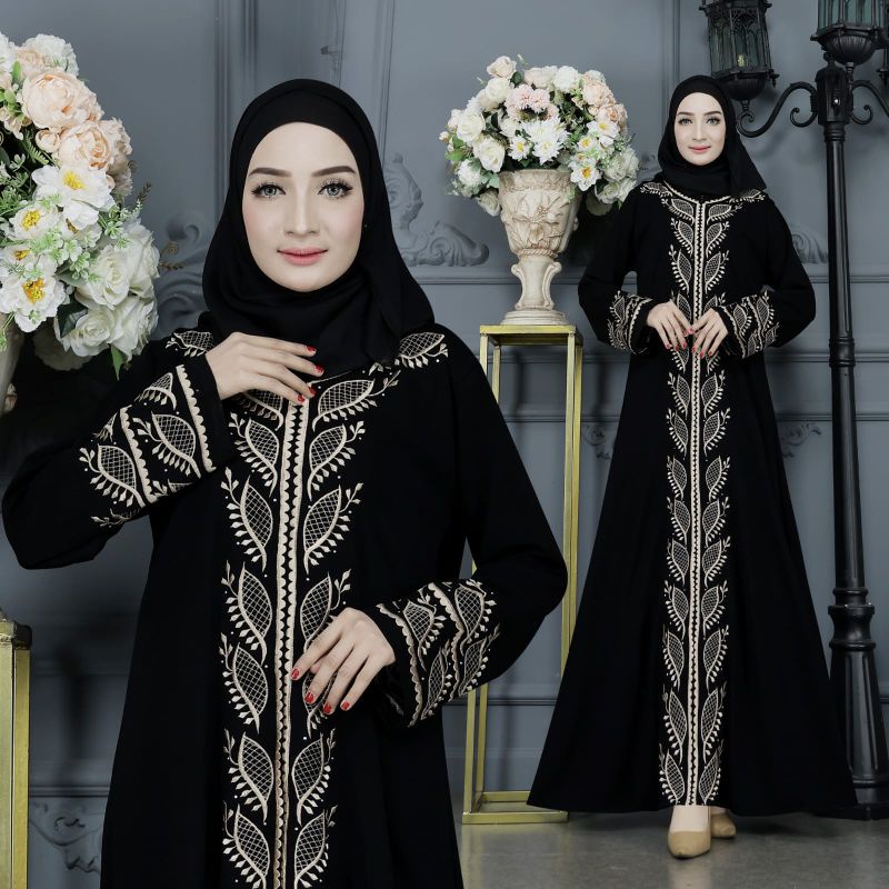 ABAYA GAMIS HITAM BUSUI MUMTAZ FREE PASMINA
