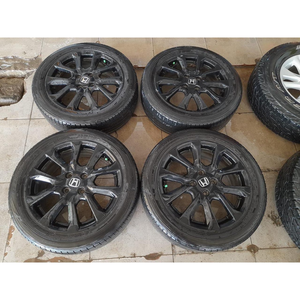 Velg Bekas Oem Original Mobil JAZZ RS R16 Lebar 6 Hole 4X100 BLACK + Ban CHAMPIRO Pcs2 195 50 R16 Un