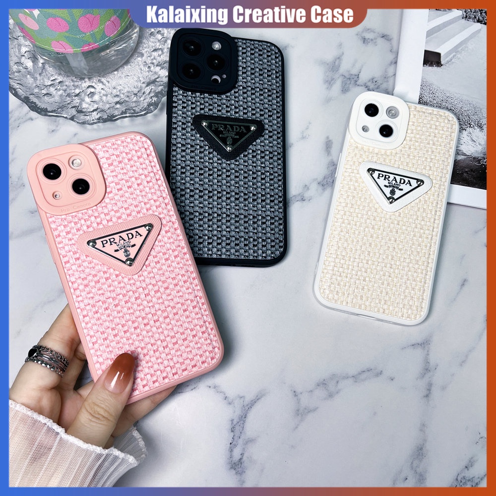 Soft Case Pelindung Lensa Tekstur Prada 3D Untuk iPhone 14 / 13pro / 12promax / 11pro / X Xs Max Xr